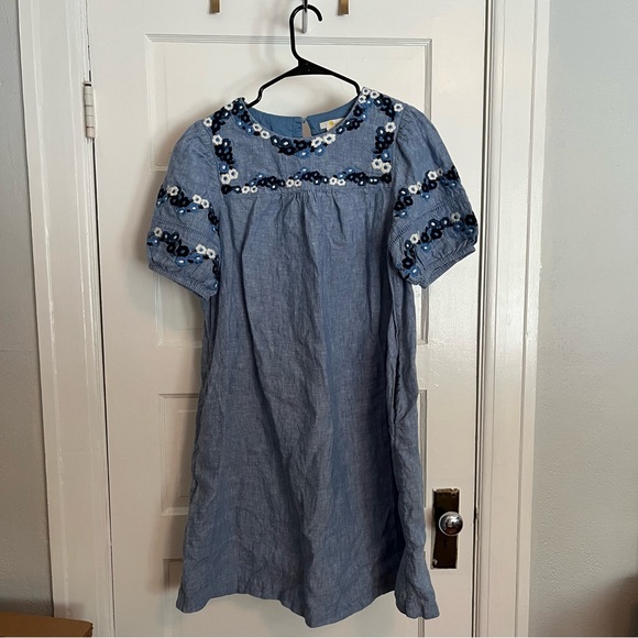 Boden Dresses & Skirts - Boden 100% Linen Embroidered Puff Sleeve Dress